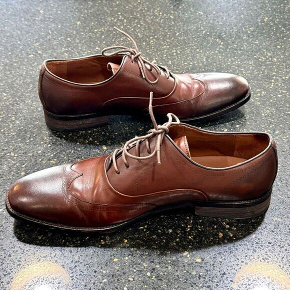 John Varvatos Luxe Brown Leather Wingtip Oxfords. size 11.5 main image 9